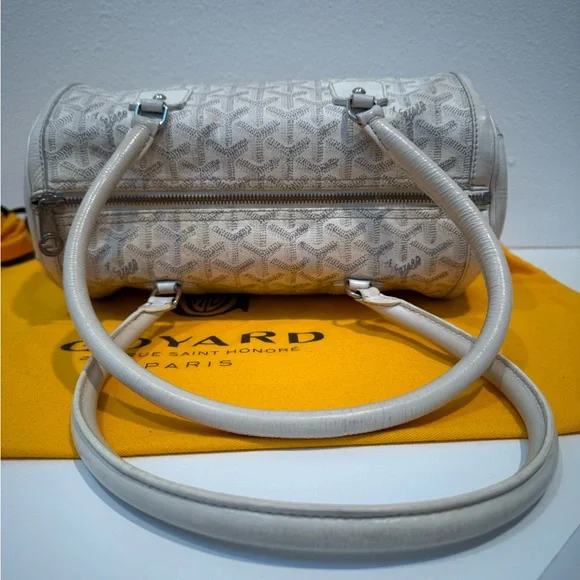 Authentic Authentic Goyard White Leather Goyardine Croisière Boston Duffle Bag - Picture 9 of 16